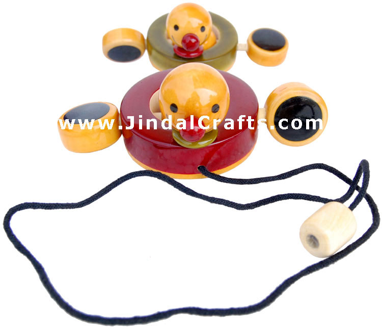 Wooden Moving Ducks Toy - Hand Made Vegetable Colors