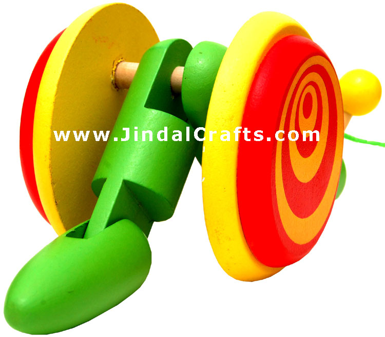 Handmade Handpainted Wooden Bug Cart Toy India