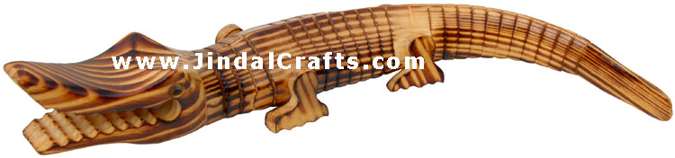 Handmade Handpainted Wooden Crocodile Toy India