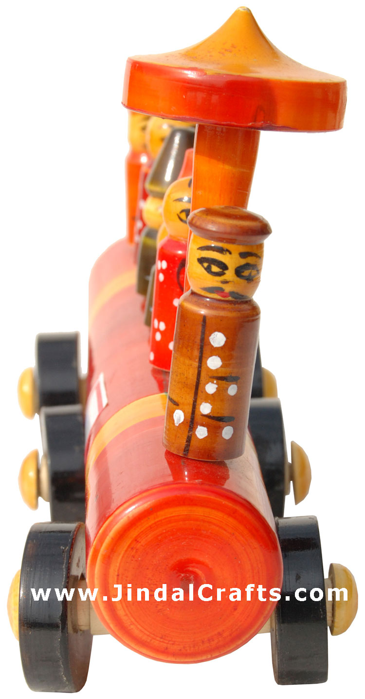 Handmade Handpainted Wooden Rail Engine Toy India