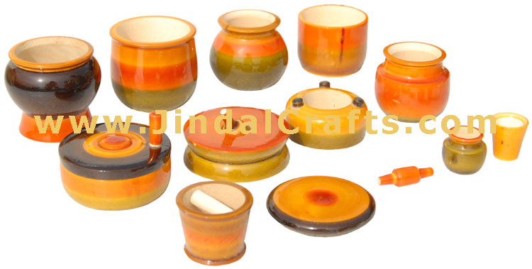Handmade Handpainted Wooden Kitchen Set Toy India Art