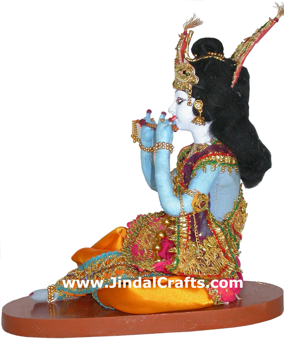 Lord Krishna Handmade Traditional Indian Collectible Costume Doll Home Decor Art