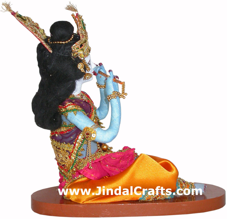 Lord Krishna Handmade Traditional Indian Collectible Costume Doll Home Decor Art