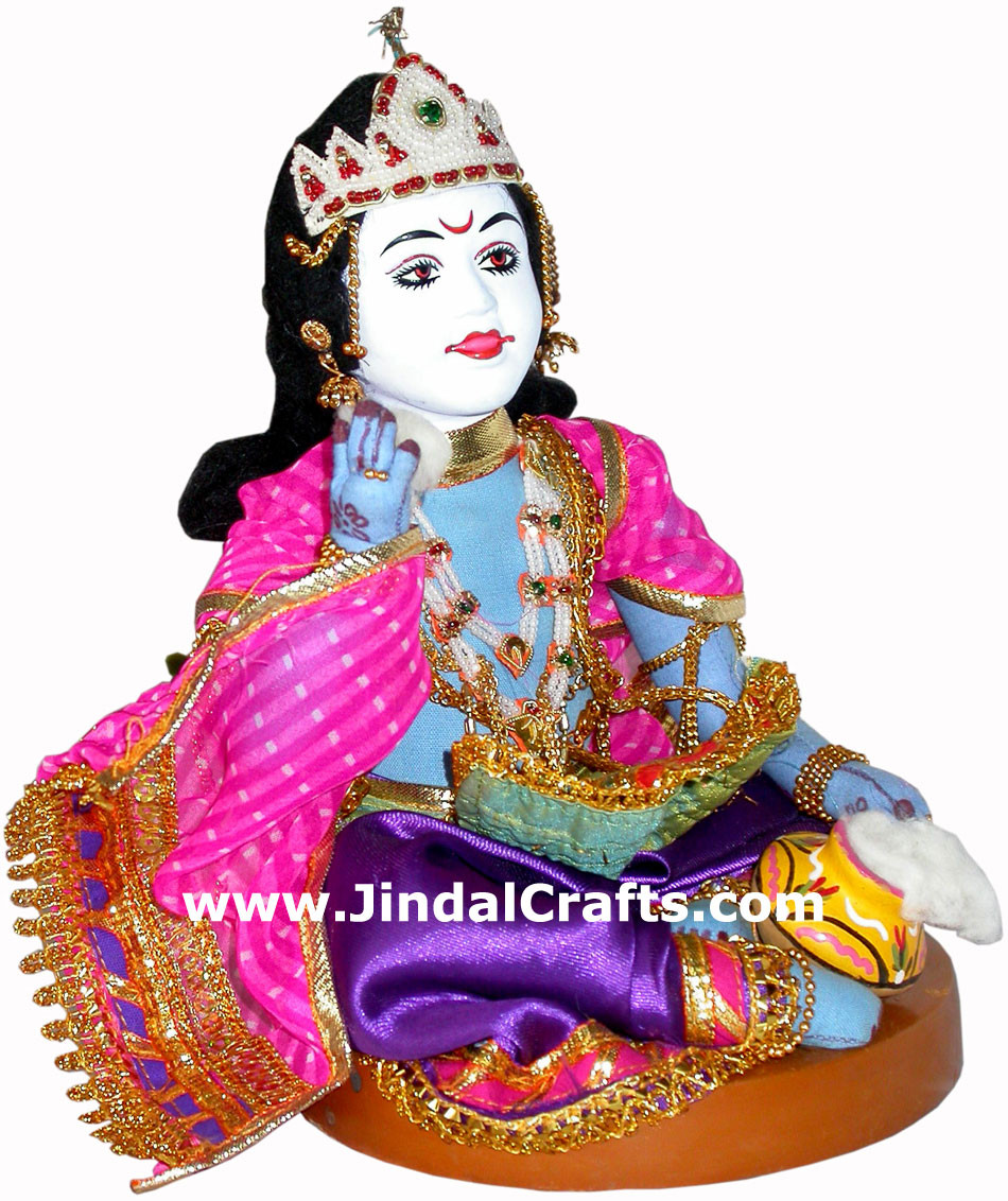 Bal Gopal Krishna Handmade Traditional Indian Collectible Costume Doll Home Art