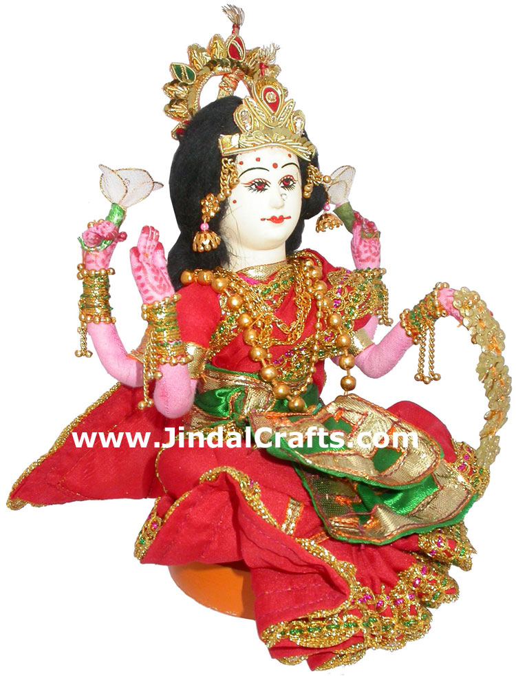 Goddess Lakshmi Handmade Traditional Indian Hindu Collectible Costume Doll Luxmi