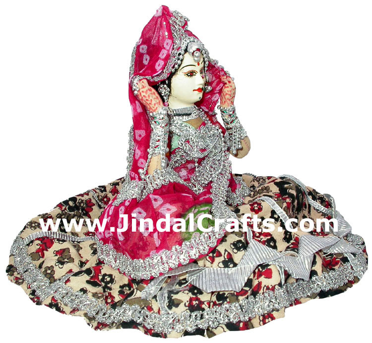 Handmade Traditional Indian Collectible Costume Doll Home Decor Artifact Figures