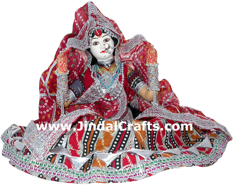 Handmade Traditional Indian Collectible Costume Doll Home Decor Artifact Figures