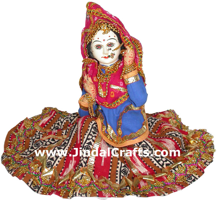 Handmade Traditional Indian Collectible Costume Doll Home Decor Artifact Figures