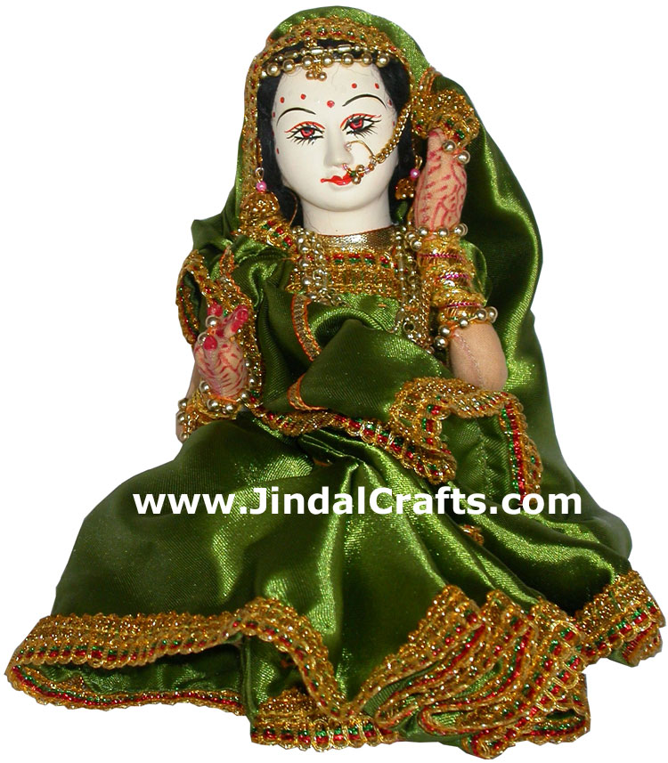 Handmade Traditional Indian Bridal Collectible Costume Doll Princess Barbie Art