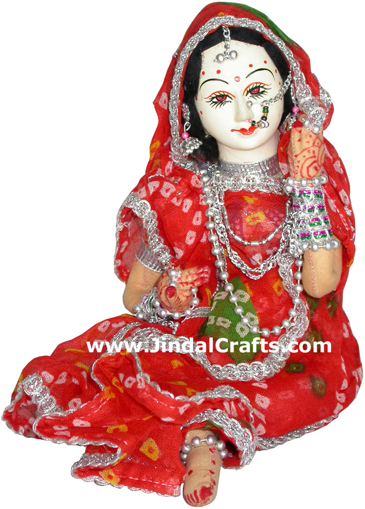 Handmade Traditional Indian Bridal Collectible Costume Doll Princess Barbie Art