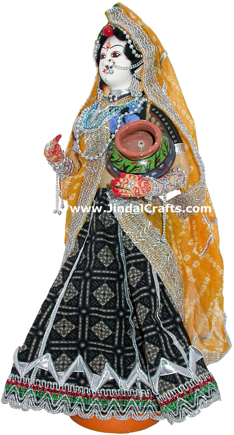 Handmade Traditional Indian Collectible Costume Doll Home Decor Artifact Figures