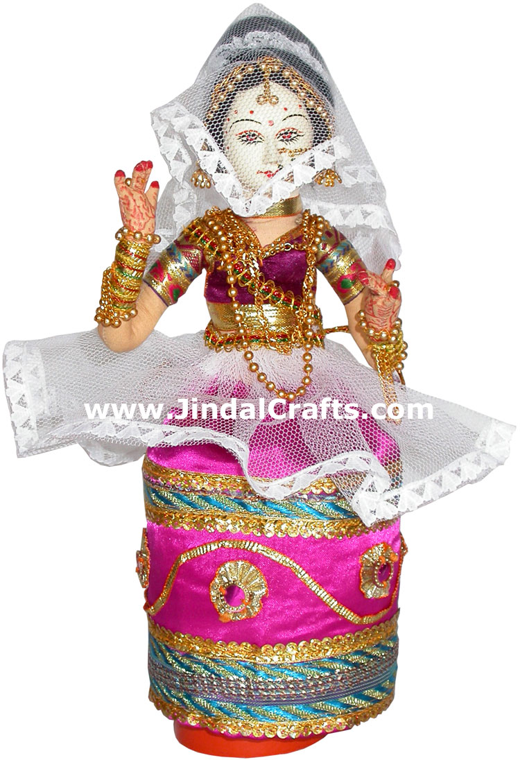 Handmade Traditional Indian Collectible Costume Doll Home Decor Artifact Figures