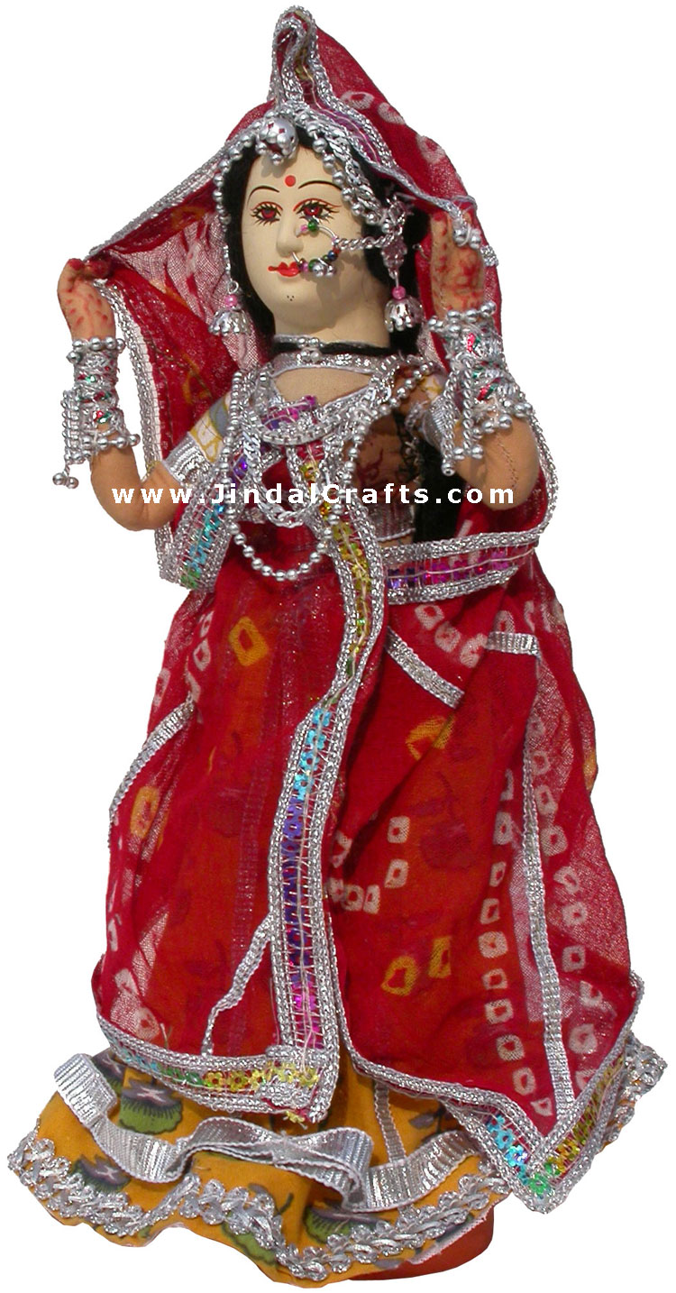 Handmade Traditional Indian Collectible Costume Doll Home Decor Artifact Figures