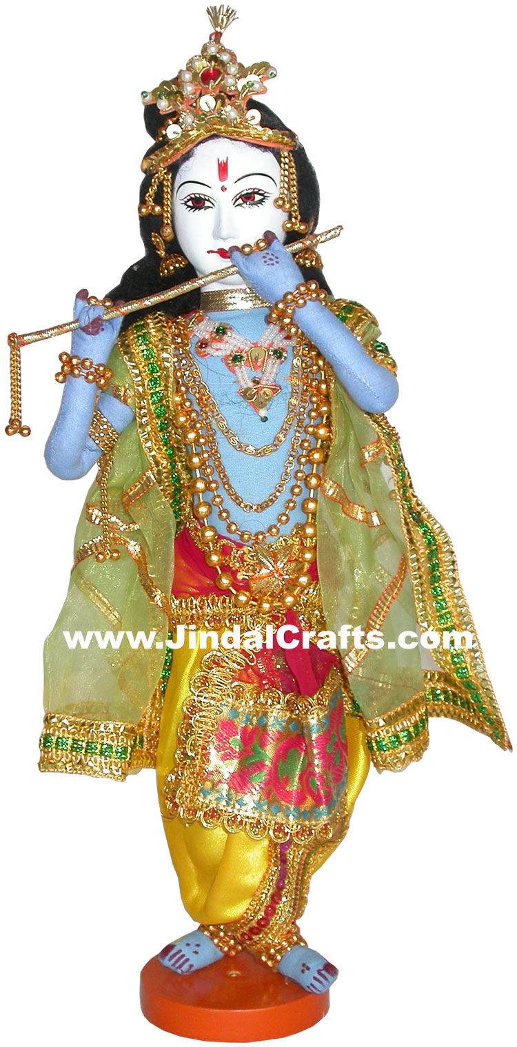 Lord Krishna Handmade Traditional Indian Collectible Costume Doll Home Decor Art