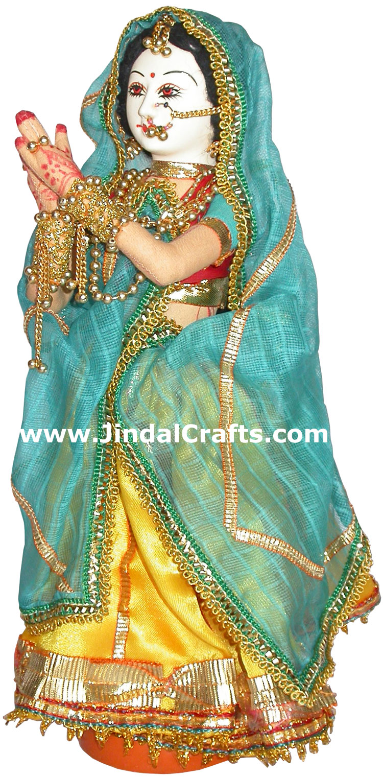 Handmade Traditional Indian Collectible Costume Doll Home Decor Artifact Figures