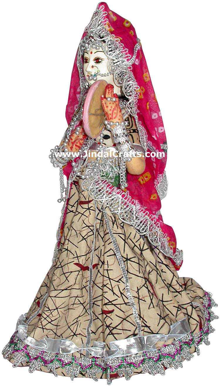 Handmade Traditional Indian Collectible Costume Doll Home Decor Artifact Figures