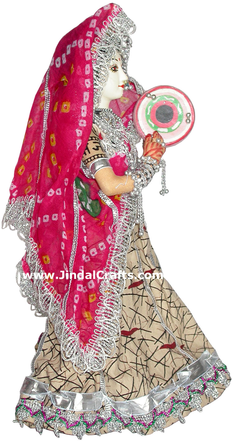 Handmade Traditional Indian Collectible Costume Doll Home Decor Artifact Figures