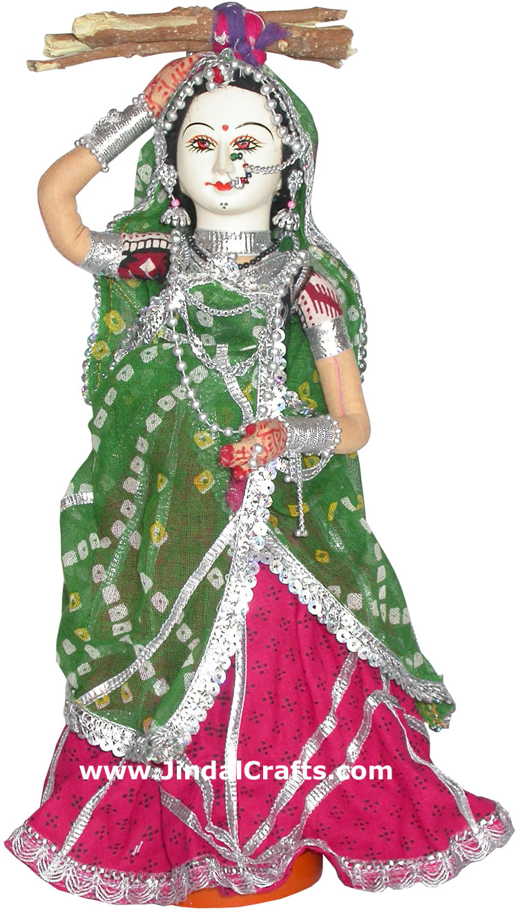 Handmade Traditional Indian Collectible Costume Doll Home Decor Artifact Figures