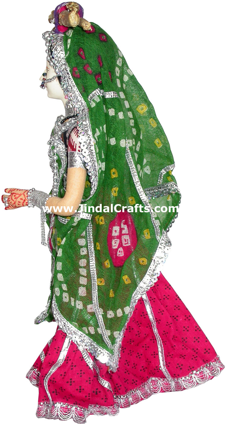 Handmade Traditional Indian Collectible Costume Doll Home Decor Artifact Figures
