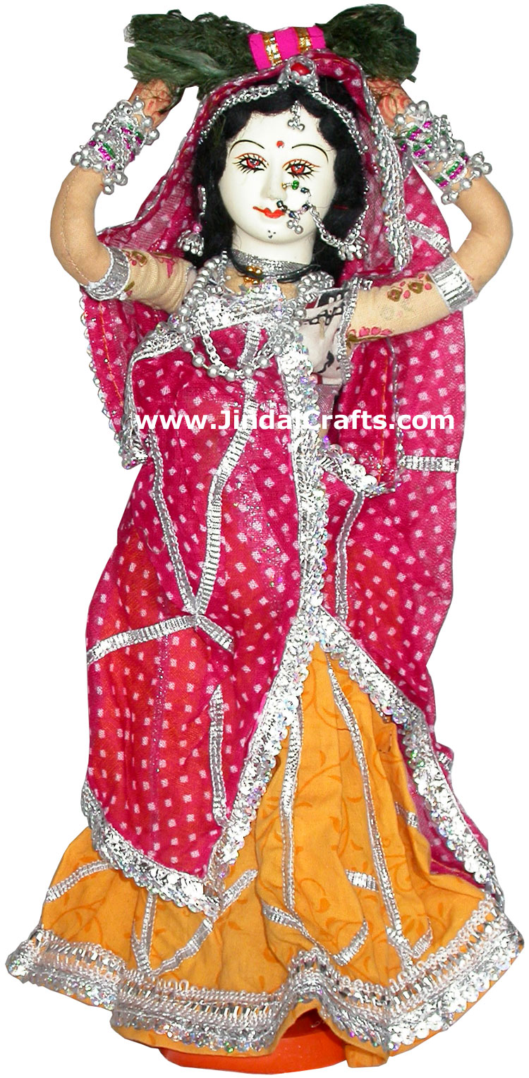 Handmade Traditional Indian Collectible Costume Doll Home Decor Artifact Figures