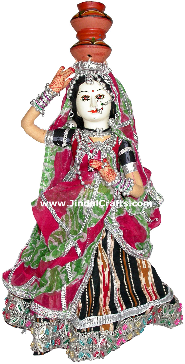Handmade Traditional Indian Collectible Costume Doll Home Decor Artifact Figures