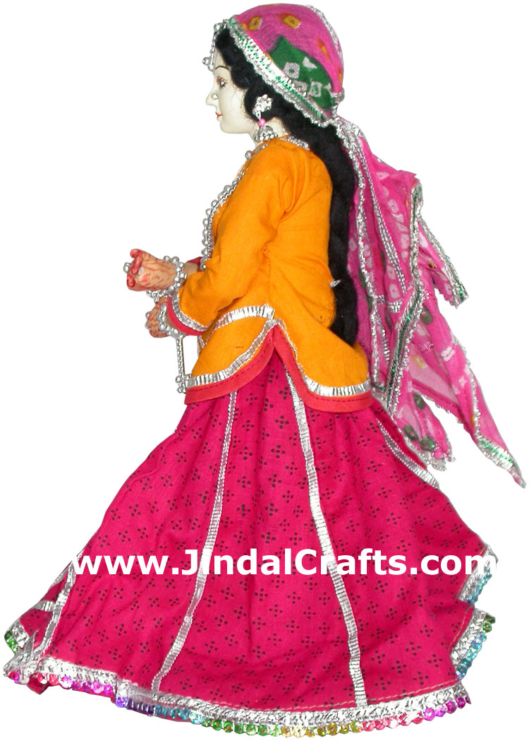 Handmade Traditional Indian Collectible Costume Doll Home Decor Artifact Figures