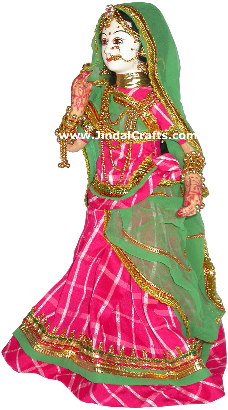 Handmade Traditional Indian Collectible Costume Doll Home Decor Artifact Figures