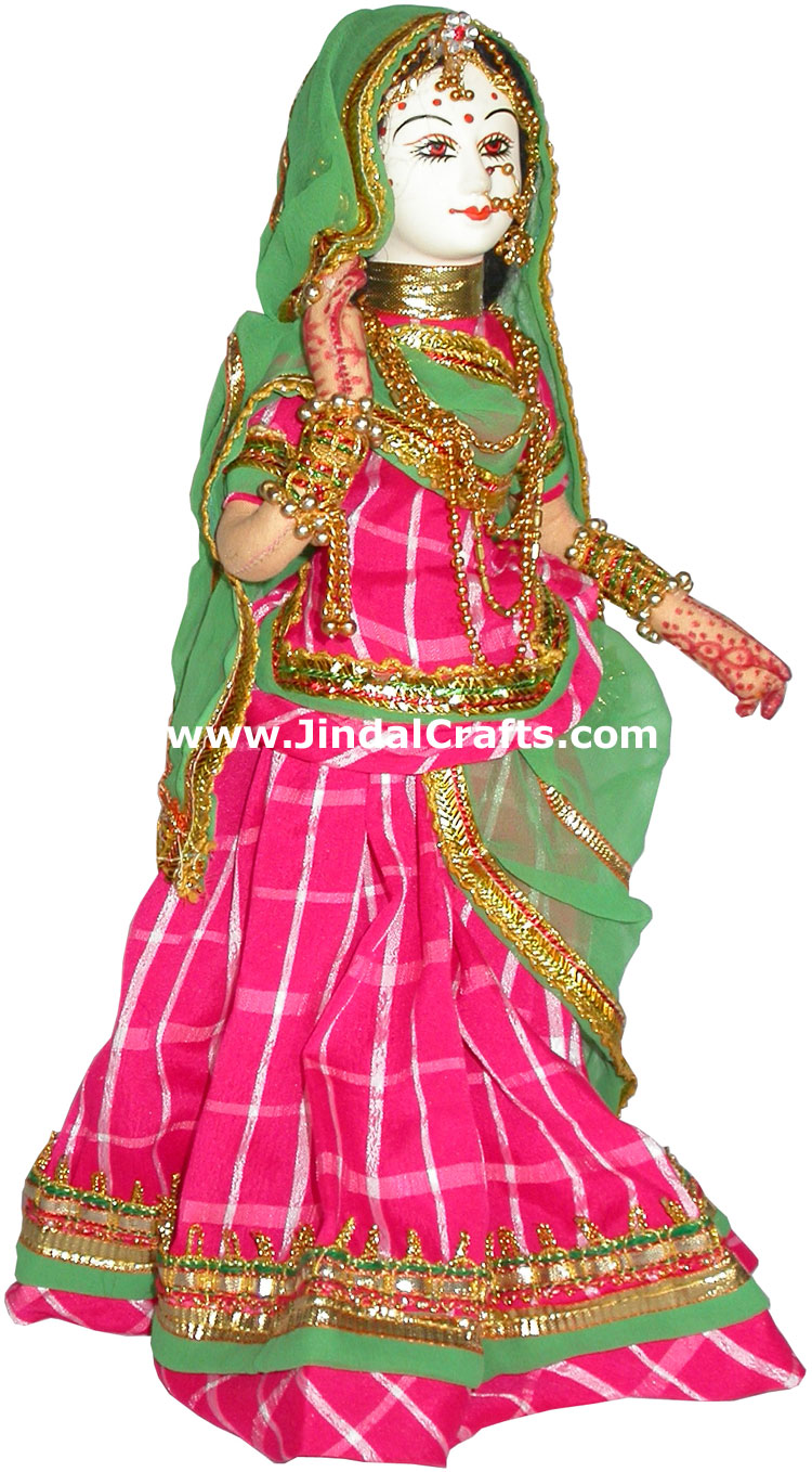 Handmade Traditional Indian Collectible Costume Doll Home Decor Artifact Figures