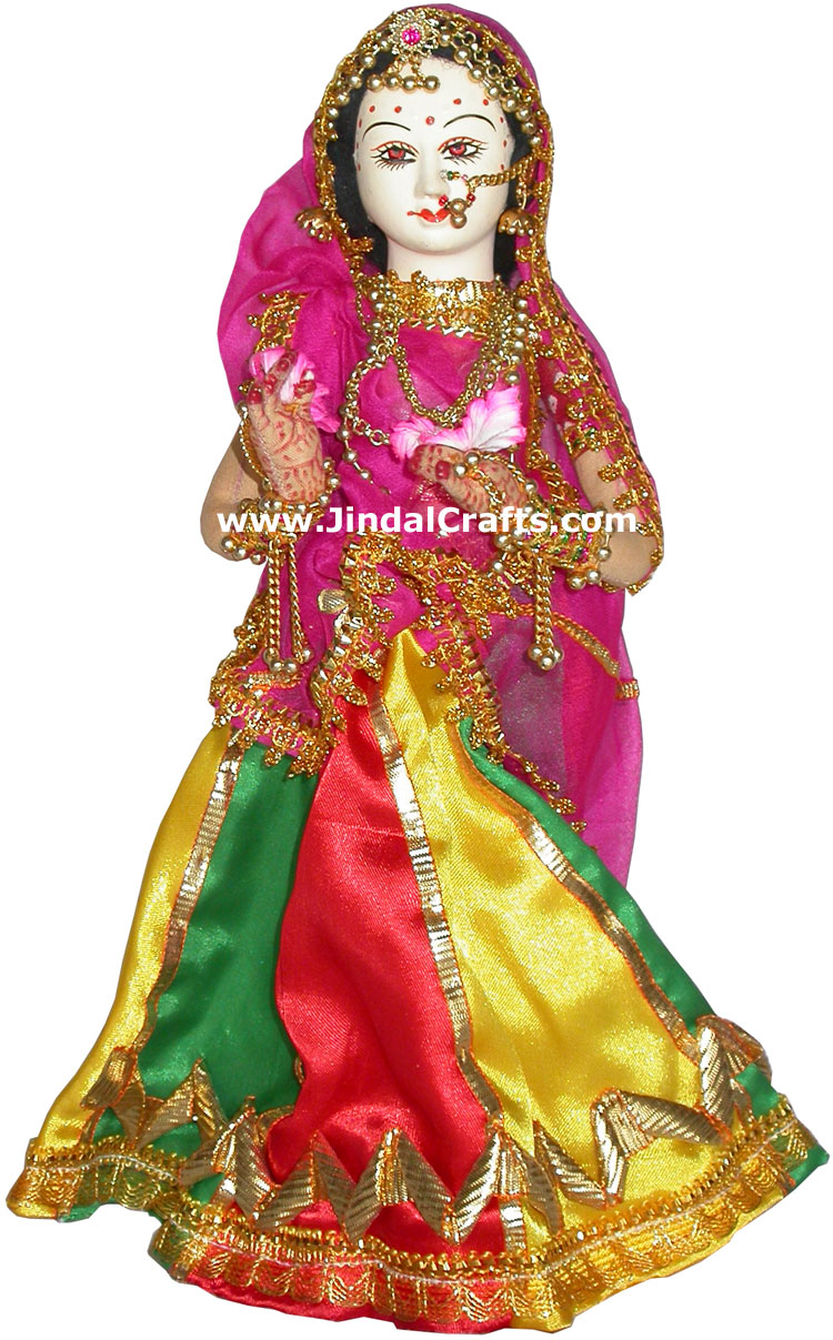 Handmade Traditional Indian Collectible Costume Doll Home Decor Artifact Figures