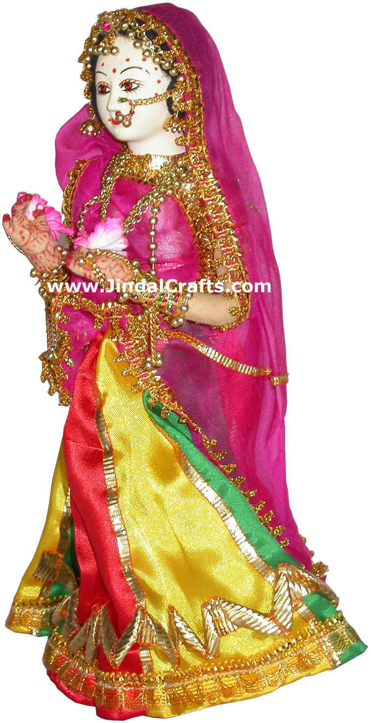 Handmade Traditional Indian Collectible Costume Doll Home Decor Artifact Figures