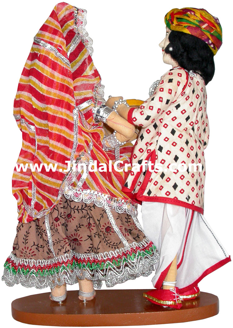 Handmade Traditional Indian Collectible Costume Doll Home Decor Artifact Figures