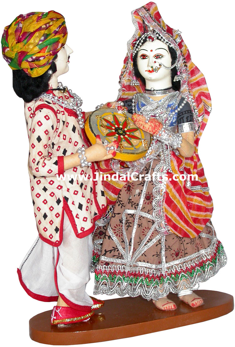 Handmade Traditional Indian Collectible Costume Doll Home Decor Artifact Figures