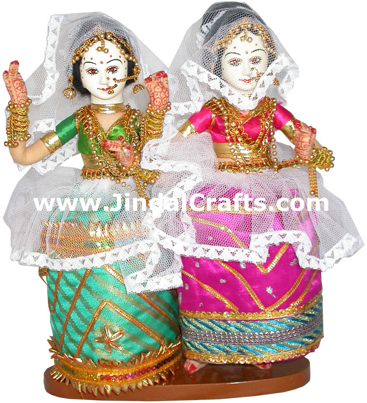Handmade Traditional Indian Collectible Costume Doll Home Decor Artifact Figures