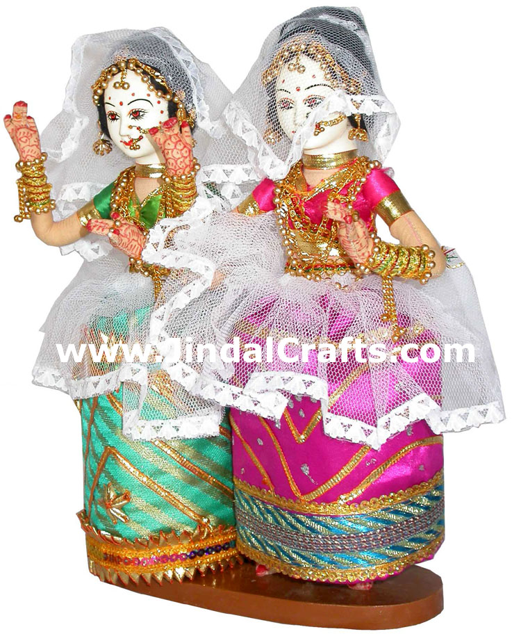 Handmade Traditional Indian Collectible Costume Doll Home Decor Artifact Figures