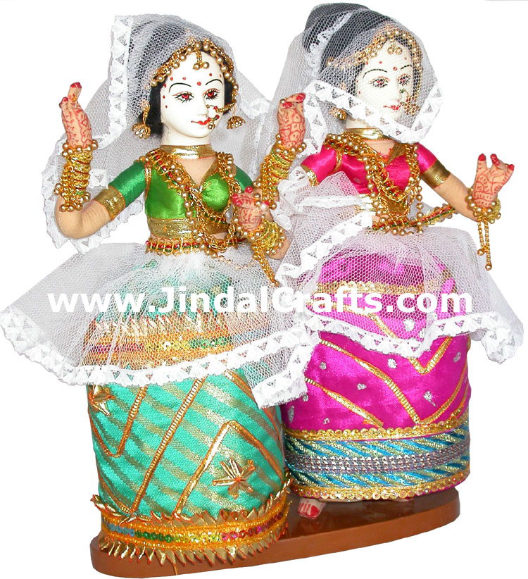 Handmade Traditional Indian Collectible Costume Doll Home Decor Artifact Figures