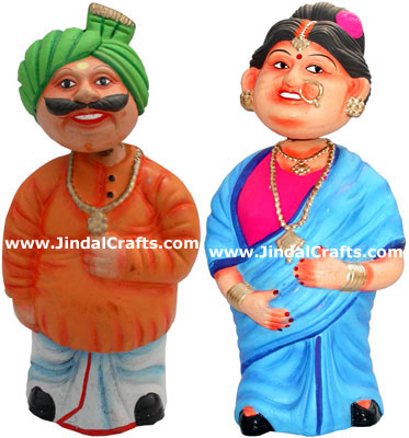 Dancing Doll Clay Made Colourful Traditional India Arts