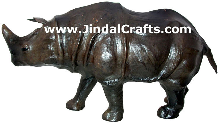 Rhino - Handmade Stuffed Leather Animals Toys India Art