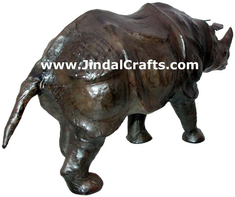 Rhino - Handmade Stuffed Leather Animals Toys India Art