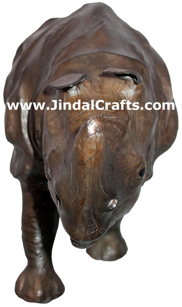 Rhino - Handmade Stuffed Leather Animals Toys India Art