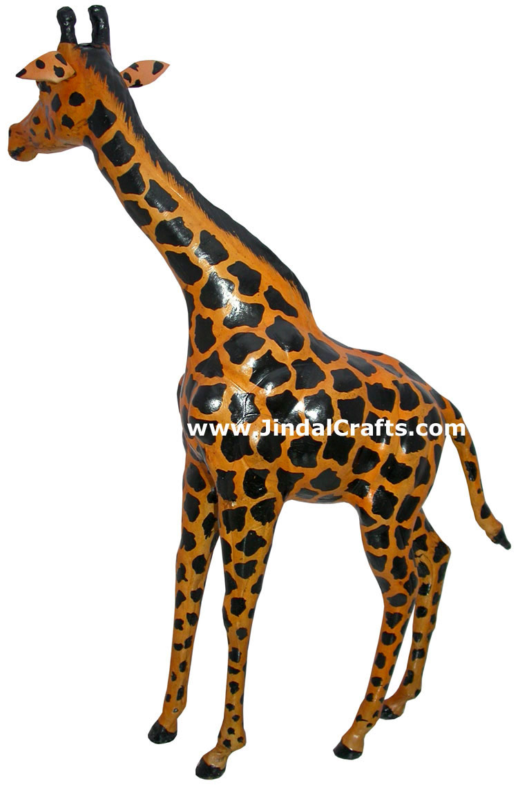 Giraffe Handmade Stuffed Leather Animals Toys India Art