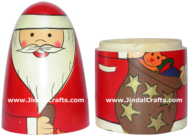 Santa Claus Nested Dolls - Handmade Wooden Stacking Art