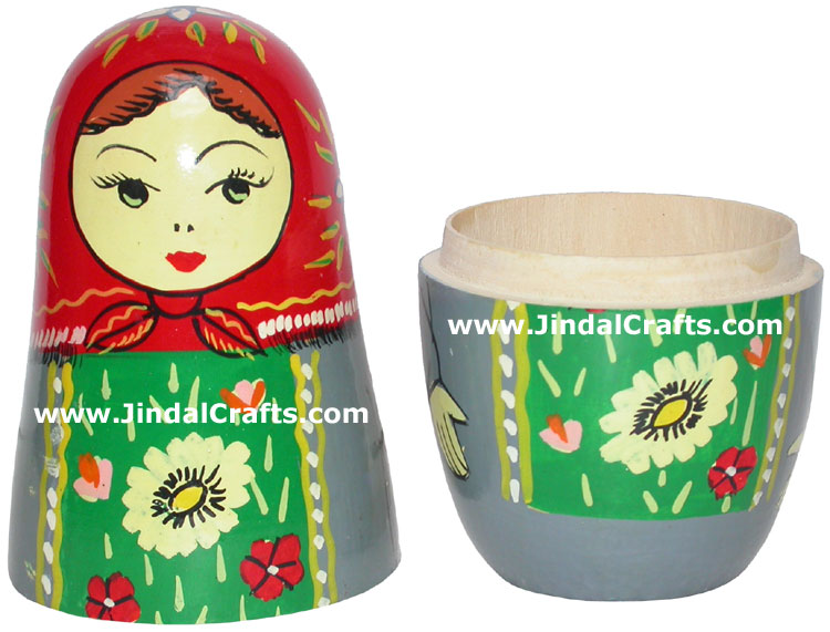 Russian Dolls Handmade Wooden India Stacking Dolls Art