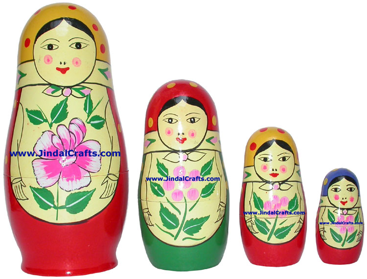 Russian Dolls Handmade Wooden Stacking Dolls Art