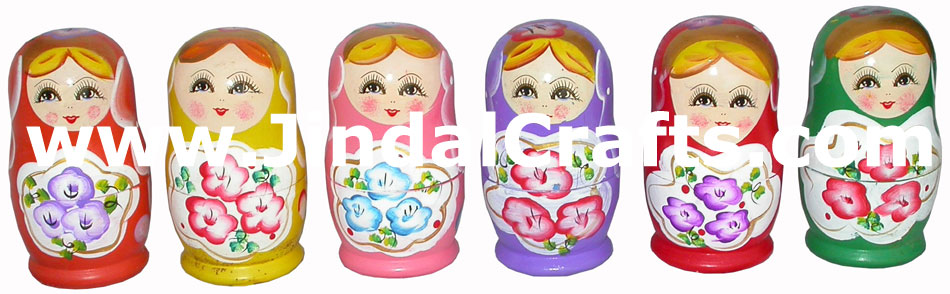 Nested Dolls Set Indian Art Craft Handicraft Traditional Figure Nesting Wooden