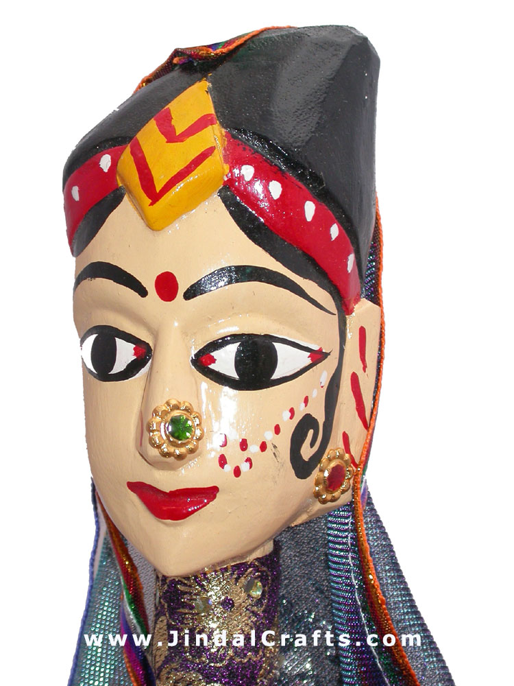 Wooden Puppet of Dancer Anarkali Indian Marionnette Art