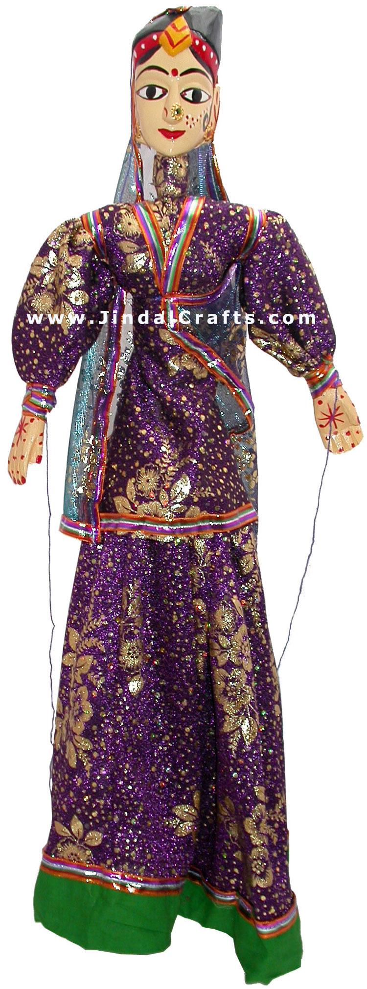 Wooden Puppet of Dancer Anarkali Indian Marionnette Art