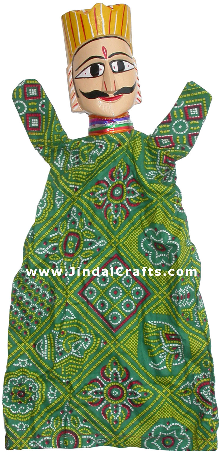 Handmade Glove Dancing Wooden Fingers Puppet India Arts