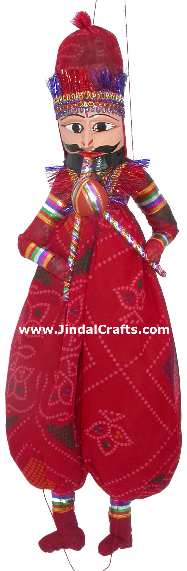 Decorative Wooden String Puppet Pair India Handmade Folk Crafts Traditional Arts