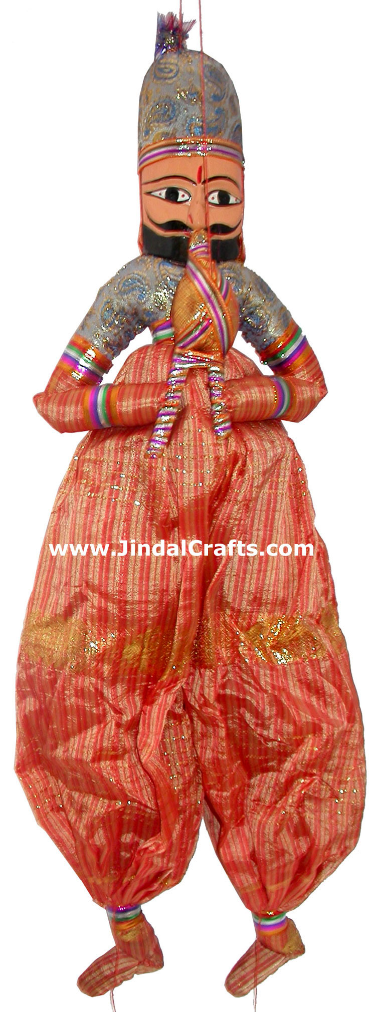 Decorative Wooden String Puppet Pair India Handmade Folk Crafts Traditional Arts
