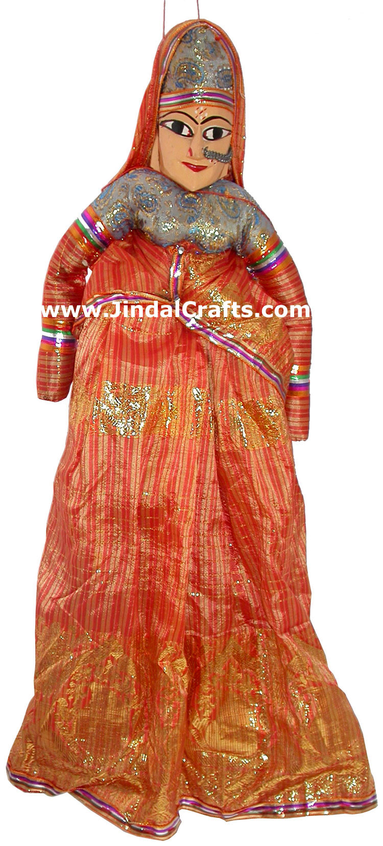 Decorative Wooden String Puppet Pair India Handmade Folk Crafts Traditional Arts